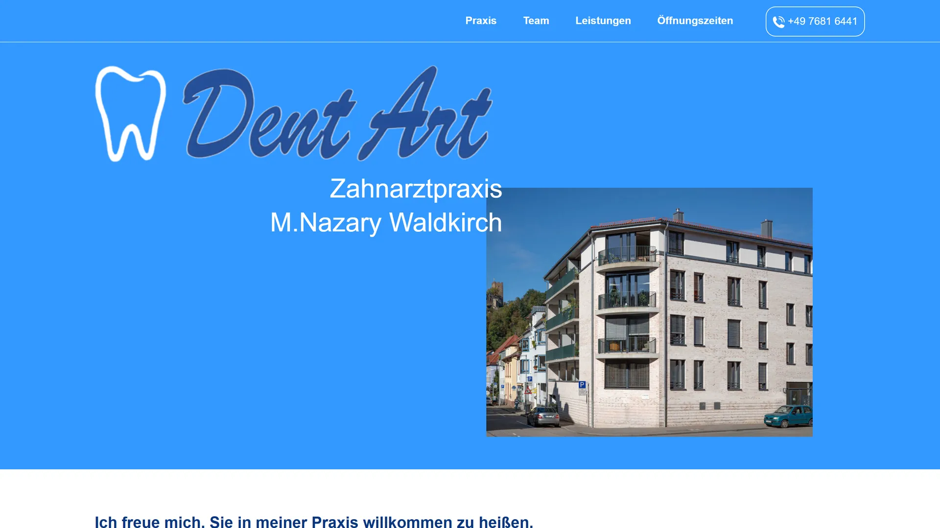 Alte Startseite der Zahnarztpraxis Dent Art unter zahnarztpraxis-nazary.de