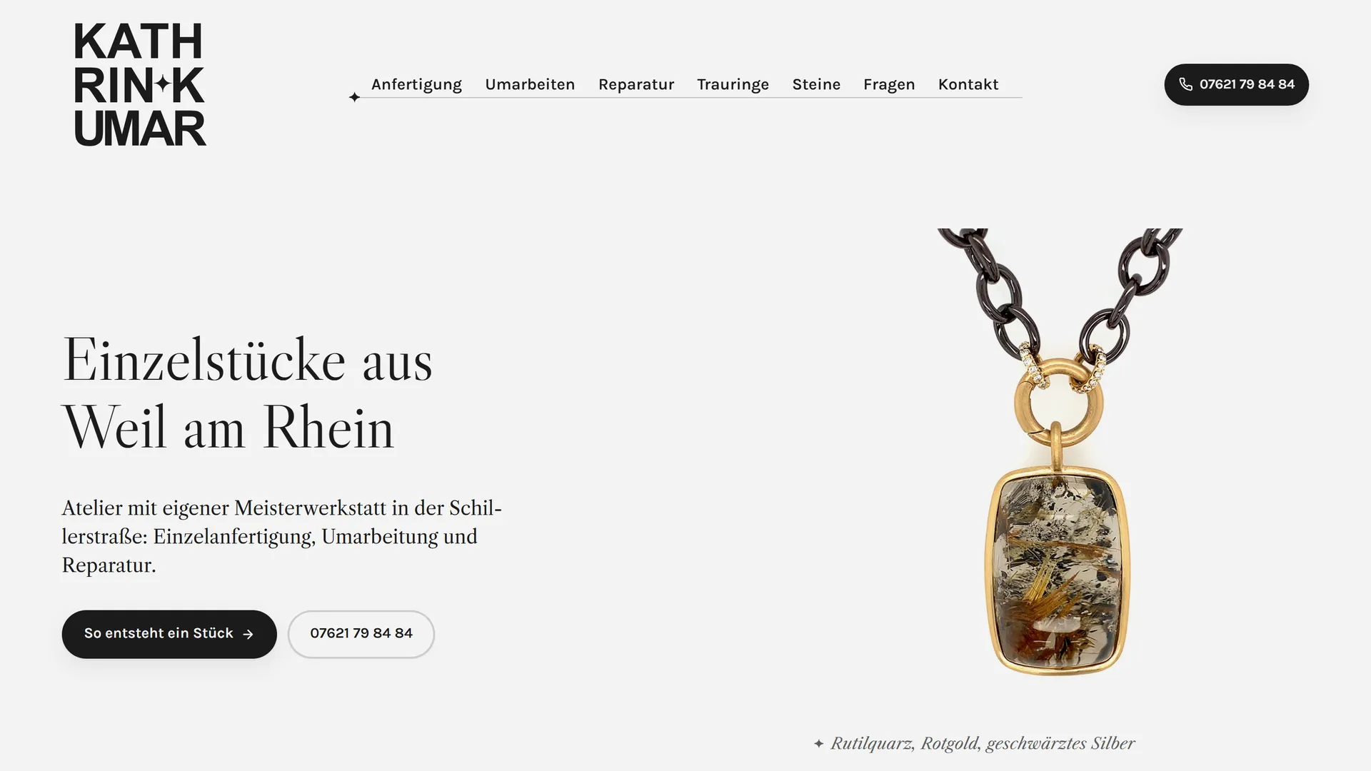 Startseite der Goldschmiede Kumar am Desktop