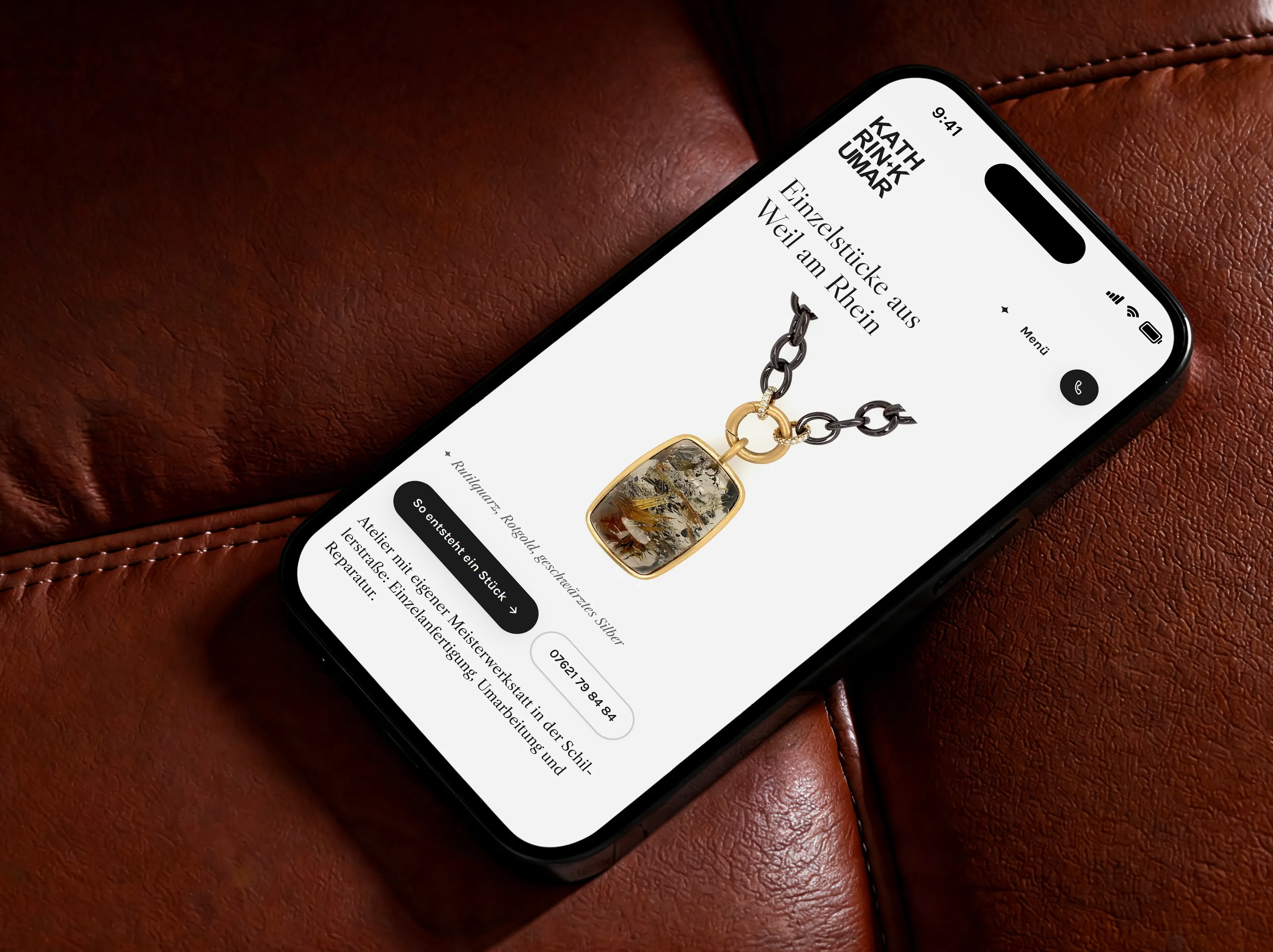 Startseite der Goldschmiede Kumar auf einem iPhone